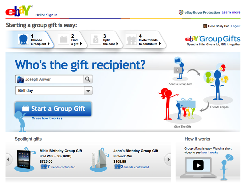 Social Shopping on eBay by the Gifts project